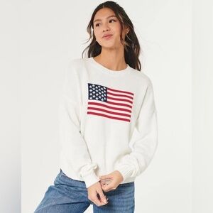 HOLLISTER AMERICAN FLAG SWEATER WHITE S